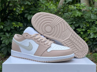 Authentic Air Jordan 1 Low GS White/Light Bone