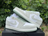 Authentic Air Jordan 1 Low Sail/Grey/Mint Green