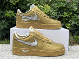 Perfect Off-White x Nike Air Force 1 Gold/Silver