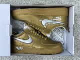 Perfect Off-White x Nike Air Force 1 Gold/Silver