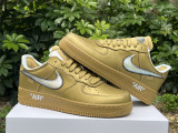 Perfect Off-White x Nike Air Force 1 Gold/Silver