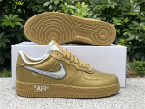 Perfect Off-White x Nike Air Force 1 Gold/Silver