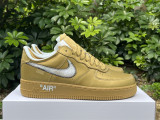 Perfect Off-White x Nike Air Force 1 Gold/Silver