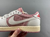 Authentic Travis Scott x Air Jordan 1 Low Sail/Shy Pink-Muslin