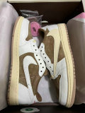 Authentic Travis Scott x Air Jordan 1 Low Pink/White/Brown