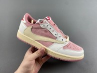 Authentic Travis Scott x Air Jordan 1 Low GS Sail/Shy Pink-Muslin