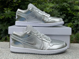 Authentic Air Jordan 1 Low SE WMNS “Metallic Silver”