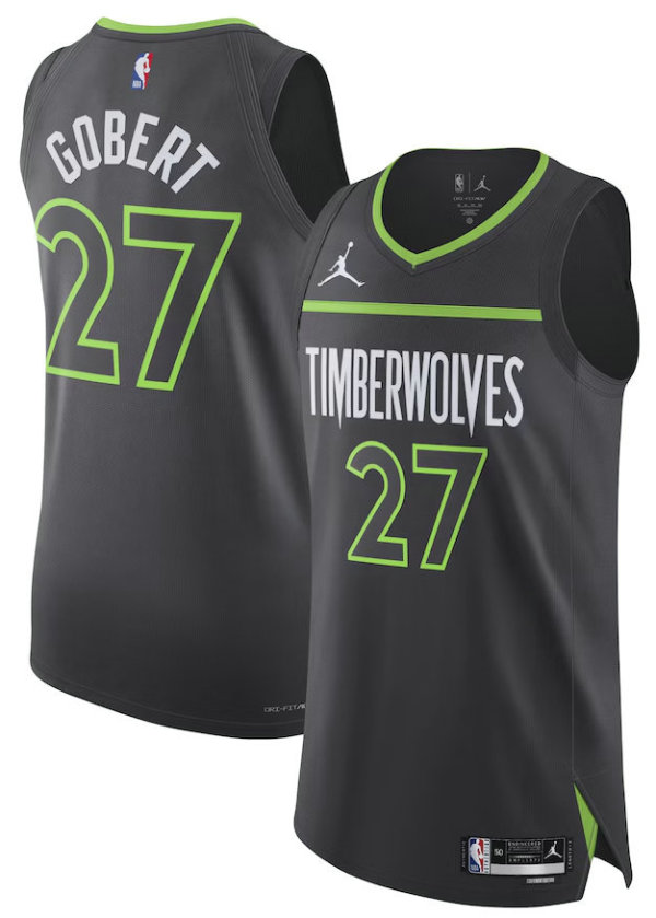 Men's Minnesota Timberwolves Rudy Gobert Jordan Brand Anthracite Authentic Player Jersey - Statement Edition