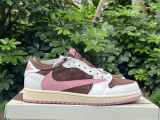 Authentic Travis Scott x Air Jordan 1 Low WMNS Dark Pony/Pink Oxford