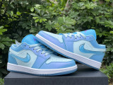 Authentic Air Jordan 1 Low GS White/Light Blue