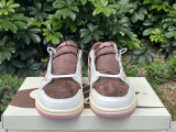 Authentic Travis Scott x Air Jordan 1 Low WMNS Dark Pony/Pink Oxford