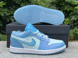 Authentic Air Jordan 1 Low GS White/Light Blue