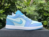 Authentic Air Jordan 1 Low GS White/Light Blue