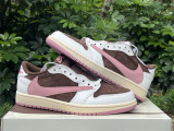 Authentic Travis Scott x Air Jordan 1 Low WMNS Dark Pony/Pink Oxford