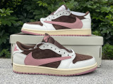 Authentic Travis Scott x Air Jordan 1 Low WMNS Dark Pony/Pink Oxford