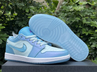 Authentic Air Jordan 1 Low GS White/Light Blue