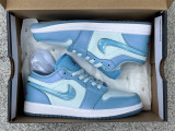 Authentic Air Jordan 1 Low GS White/Light Blue