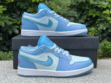 Authentic Air Jordan 1 Low GS White/Light Blue