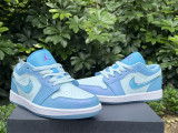 Authentic Air Jordan 1 Low GS White/Light Blue