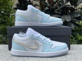 Authentic Air Jordan 1 Low GS White/Glacier Blue