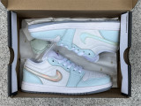 Authentic Air Jordan 1 Low GS White/Glacier Blue