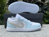 Authentic Air Jordan 1 Low GS White/Glacier Blue