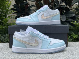 Authentic Air Jordan 1 Low GS White/Glacier Blue