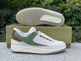 Authentic Air Jordan 2 Low WMNS Sail/Oil Green/Dark Team Red/Metallic Gold Grain