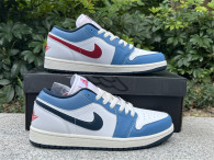 Authentic Air Jordan 1 Low GS White/Navy