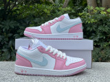 Authentic Air Jordan 1 Low WMNS White/Pink Foam/Glacier Blue