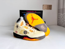 Authentic Off-White x Air Jordan 5 “Sail” (Fire Red-Muslin-Black)