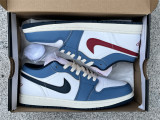 Authentic Air Jordan 1 Low White/Navy/Red