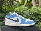 Authentic Air Jordan 1 Low White/Navy/Red
