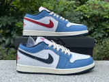 Authentic Air Jordan 1 Low White/Navy/Red