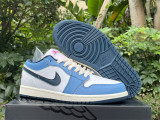 Authentic Air Jordan 1 Low White/Navy/Red