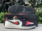 Authentic PSG x Air Jordan 1 Low OG GS Off Noir/Infrared 23/Pink Oxford