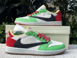Authentic Travis Scott x Air Jordan 1 Low OG Green/Red/Yellow