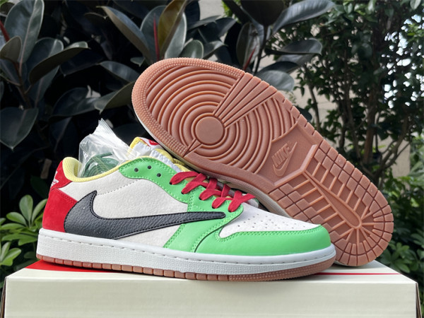 Authentic Travis Scott x Air Jordan 1 Low OG Green/Red/Yellow