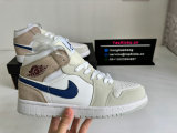 Authentic Air Jordan 1 Mid White/Navy/Tan