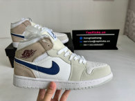 Authentic Air Jordan 1 Mid White/Navy/Tan