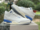 Authentic Air Jordan 3 White/Hydrogen Blue