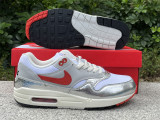 Authentic Nike Air Max 1 Silver/Red/White