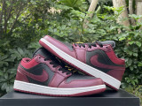 Authentic Air Jordan 1 Low Black/Burgundy Red