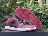 Authentic Air Jordan 1 Low Black/Burgundy Red