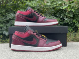 Authentic Air Jordan 1 Low Black/Burgundy Red