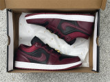 Authentic Air Jordan 1 Low Black/Burgundy Red