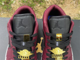 Authentic Air Jordan 1 Low Black/Burgundy Red