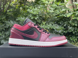 Authentic Air Jordan 1 Low Black/Burgundy Red
