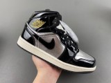 Authentic Air Jordan 1 Mid GS Black/Silver/Gold