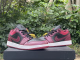 Authentic Air Jordan 1 Low Black/Burgundy Red